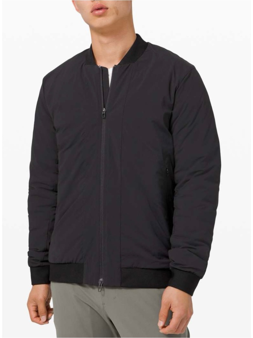 Lululemon Intermission Goose Down Bomber Jacket Men M Black Primaloft Full Zip